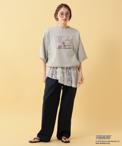 GEORGE'S(ジョージズ)の「【PEANUTS】スヌーピードロストTシャツ(Tシャツ/カットソー・レディース・グリーン/チャコールグレー/グレー・FREE)」の18枚目の写真