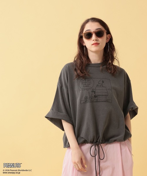 GEORGE'S(ジョージズ)の「【PEANUTS】スヌーピードロストTシャツ(Tシャツ/カットソー・レディース・グリーン/チャコールグレー/グレー・FREE)」の8枚目の写真