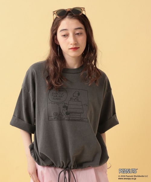GEORGE'S(ジョージズ)の「【PEANUTS】スヌーピードロストTシャツ(Tシャツ/カットソー・レディース・グリーン/チャコールグレー/グレー・FREE)」の12枚目の写真