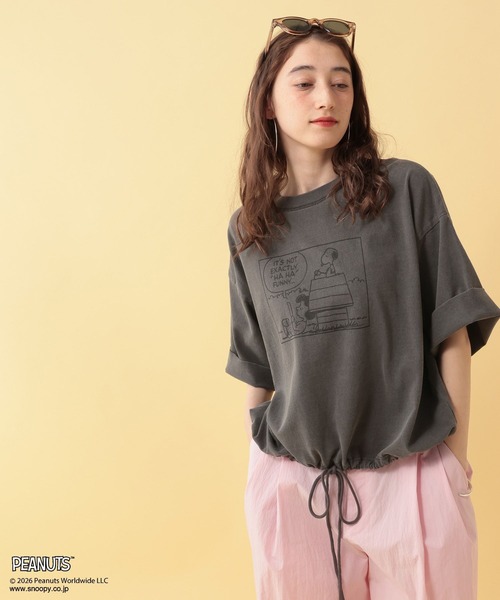 GEORGE'S(ジョージズ)の「【PEANUTS】スヌーピードロストTシャツ(Tシャツ/カットソー・レディース・グリーン/チャコールグレー/グレー・FREE)」の14枚目の写真