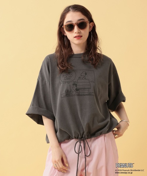 GEORGE'S(ジョージズ)の「【PEANUTS】スヌーピードロストTシャツ(Tシャツ/カットソー・レディース・グリーン/チャコールグレー/グレー・FREE)」の9枚目の写真