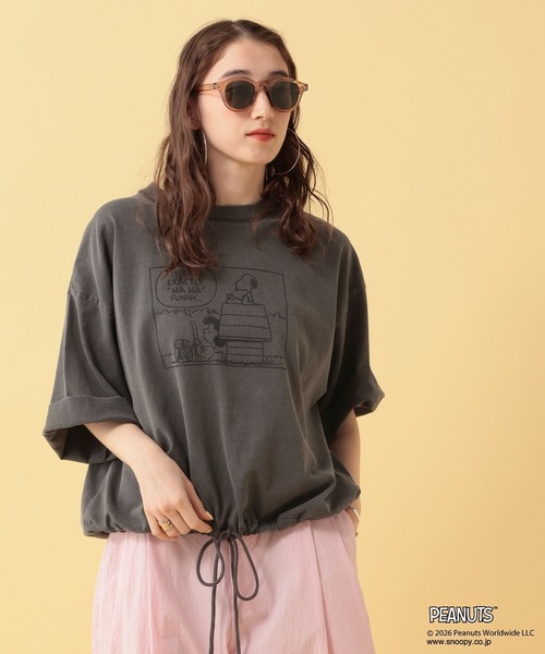 GEORGE'S(ジョージズ)の「【PEANUTS】スヌーピードロストTシャツ(Tシャツ/カットソー・レディース・グリーン/チャコールグレー/グレー・FREE)」の10枚目の写真