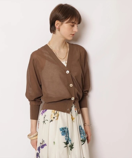 CADUNE（カデュネ）の「シアーカーデ（ニット/セーター・レディース・ホワイト/ブラック/ブラウン/グリーン/ライトイエロー・38）」の3枚目の写真