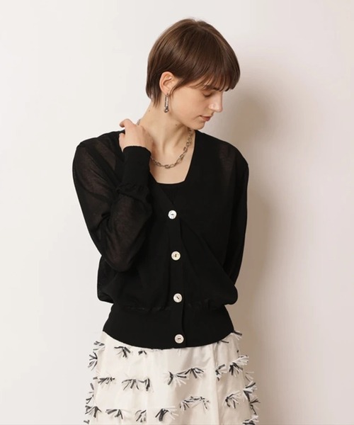 CADUNE（カデュネ）の「シアーカーデ（ニット/セーター・レディース・ホワイト/ブラック/ブラウン/グリーン/ライトイエロー・38）」の2枚目の写真