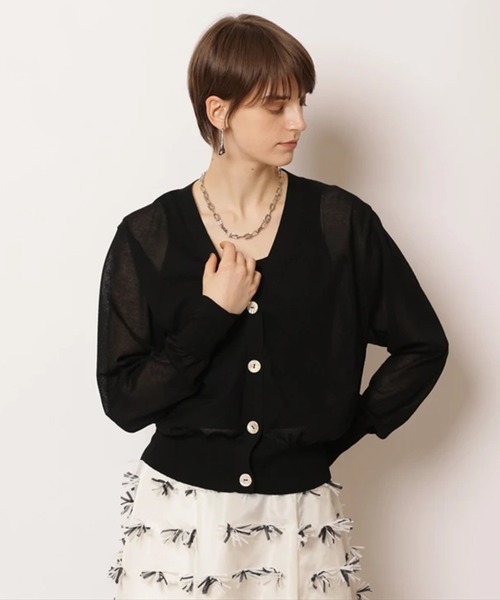 CADUNE（カデュネ）の「シアーカーデ（ニット/セーター・レディース・ホワイト/ブラック/ブラウン/グリーン/ライトイエロー・38）」の7枚目の写真