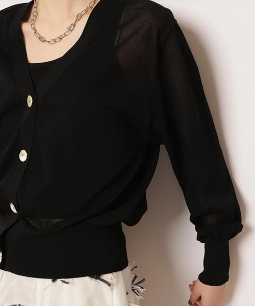 CADUNE（カデュネ）の「シアーカーデ（ニット/セーター・レディース・ホワイト/ブラック/ブラウン/グリーン/ライトイエロー・38）」の8枚目の写真