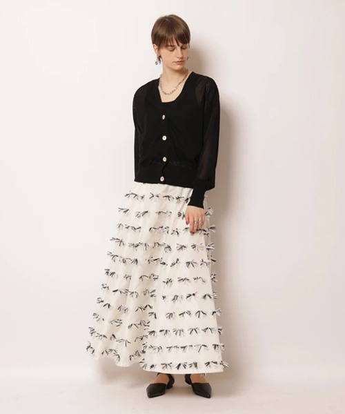 CADUNE（カデュネ）の「シアーカーデ（ニット/セーター・レディース・ホワイト/ブラック/ブラウン/グリーン/ライトイエロー・38）」の10枚目の写真