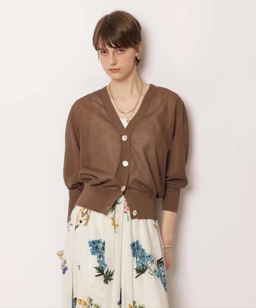 CADUNE（カデュネ）の「シアーカーデ（ニット/セーター・レディース・ホワイト/ブラック/ブラウン/グリーン/ライトイエロー・38）」の14枚目の写真