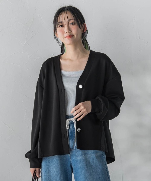 Droite lautreamont(ドロワットロートレアモン)の「【WEB限定】ダンボールカーディガン(カーディガン/ボレロ・レディース・ブラック/オフホワイト・M)」の2枚目の写真