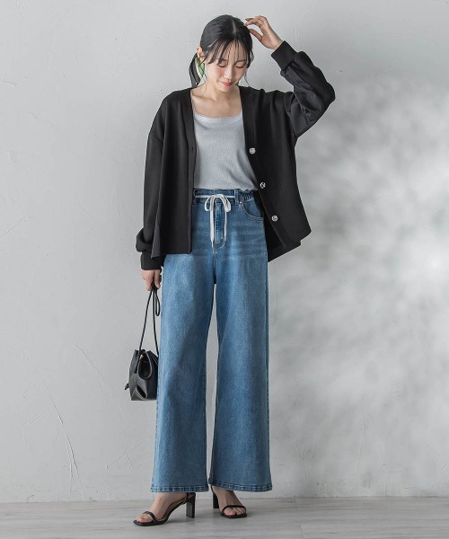 Droite lautreamont(ドロワットロートレアモン)の「【WEB限定】ダンボールカーディガン(カーディガン/ボレロ・レディース・ブラック/オフホワイト・M)」の19枚目の写真