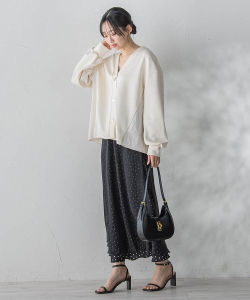 Droite lautreamont(ドロワットロートレアモン)の「【WEB限定】ダンボールカーディガン(カーディガン/ボレロ・レディース・ブラック/オフホワイト・M)」の9枚目の写真