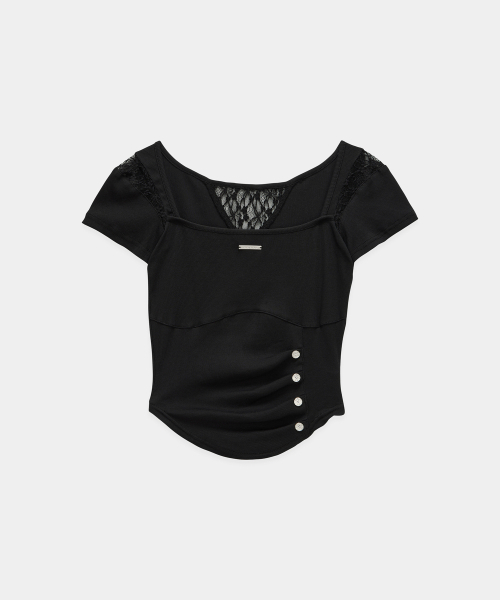 ETRE AU SOMMET(エトレオソメ)の「Bust Line Pintuck Detail Top (Black)(Tシャツ/カットソー・レディース・ブラック・FREE)」の5枚目の写真