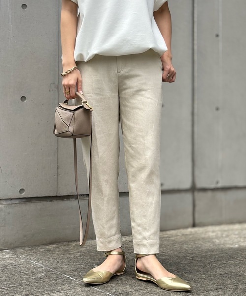Emma Taylor（エマテイラー）の「リネンスリムテーパードパンツ（その他パンツ・レディース・ベージュ/ブラック・36/38）」の10枚目の写真