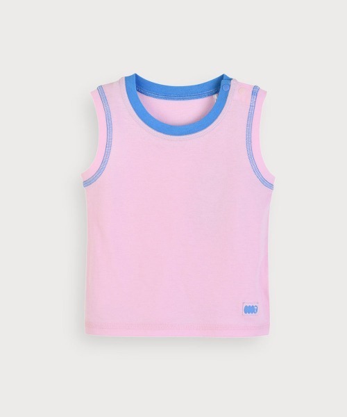 moimoln(モイモルン)の「【シームレス】【セットアップ】配色タンクトップ&ショートパンツ(セットアップ・キッズ・ブルー/ピンク/ベージュ・90cm/80cm/110cm/100cm/130cm/120cm)」の4枚目の写真