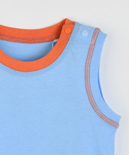 moimoln(モイモルン)の「【シームレス】【セットアップ】配色タンクトップ&ショートパンツ(セットアップ・キッズ・ブルー/ピンク/ベージュ・90cm/80cm/110cm/100cm/130cm/120cm)」の10枚目の写真