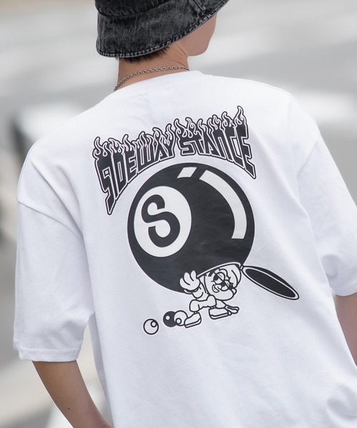 En serio TOKYO(エンソリオトーキョー)の「【SIDEWAYSTANCE】半袖ボールプリントTシャツ SIDE23-078/SIDE23-119(Tシャツ/カットソー・メンズ・パープル/ダークブルー/オートミール/ホワイト/ブラック・SMALL/MEDIUM/LARGE/X-LARGE)」の1枚目の写真