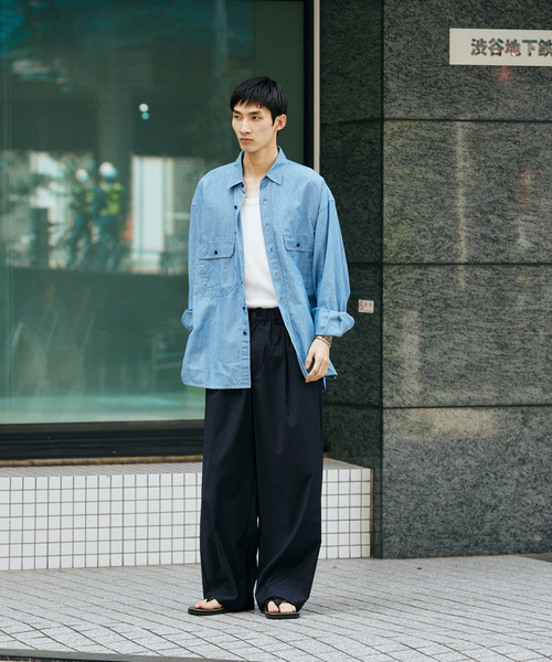 JOURNAL STANDARD(ジャーナルスタンダード)の「TRモダン ワイド スラックス(スラックス・メンズ・スミクロ/ネイビー/ブラック系その他・SMALL/LARGE/MEDIUM)」の9枚目の写真