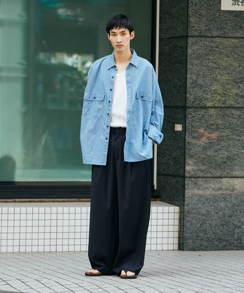 JOURNAL STANDARD(ジャーナルスタンダード)の「TRモダン ワイド スラックス(スラックス・メンズ・スミクロ/ネイビー/ブラック系その他・SMALL/LARGE/MEDIUM)」の10枚目の写真