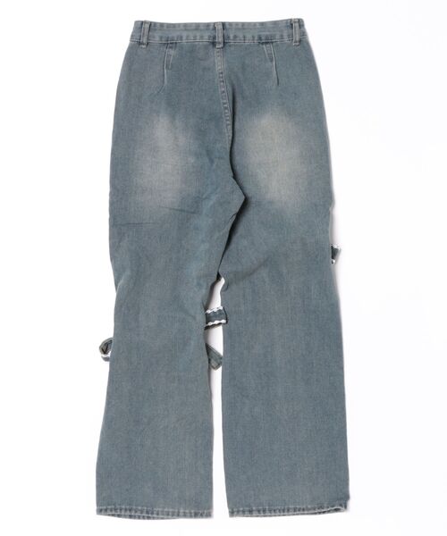 almo(アルモ)の「【Bls】 【ZL】【Bling Leads】リボン×加工 デザインデニムパンツ(BL)(デニムパンツ・レディース・ブルー・FREE)」の2枚目の写真