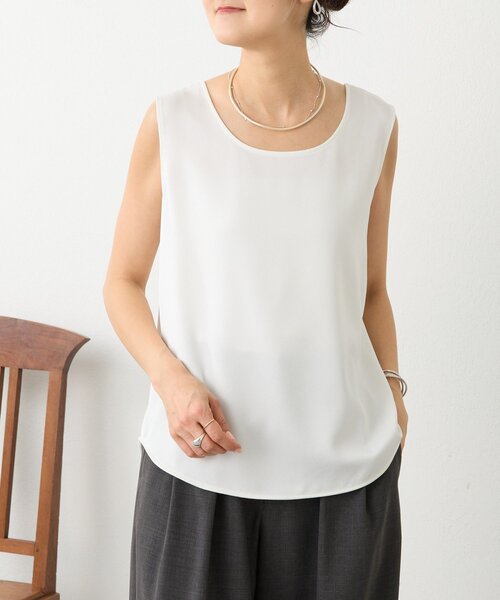 LIVETART（リヴェタート）の「サテンタンク《LIVETART》（シャツ/ブラウス・レディース・ホワイト・FREE）」の4枚目の写真