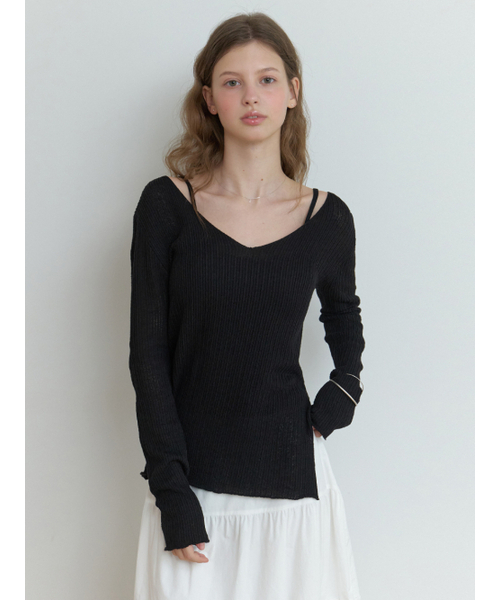 RE_L（リエル）の「Slony v slit knit (black)（ニット/セーター・レディース・その他・FREE）」の2枚目の写真