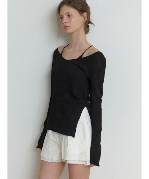 RE_L（リエル）の「Slony v slit knit (black)（ニット/セーター・レディース・その他・FREE）」の4枚目の写真