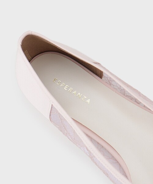 ESPERANZA(エスペランサ)の「ローヒールレースパンプス(パンプス・レディース・ピンク系7/ブラック系2・22.5cm/23.0cm/23.5cm/24.0cm/24.5cm/25.0cm)」の3枚目の写真