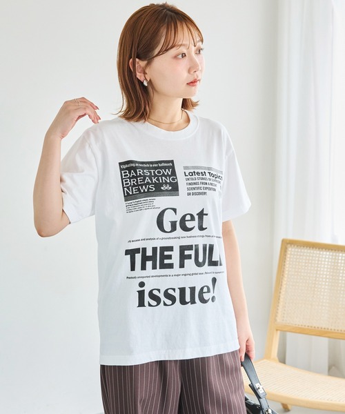 TRICOMER（トリコメル）の「【TRICOMER】ヴィンテージライク プリントロゴTシャツ｜GET THE FULL ISSUE（Tシャツ/カットソー・レディース・ホワイト・F）」の3枚目の写真