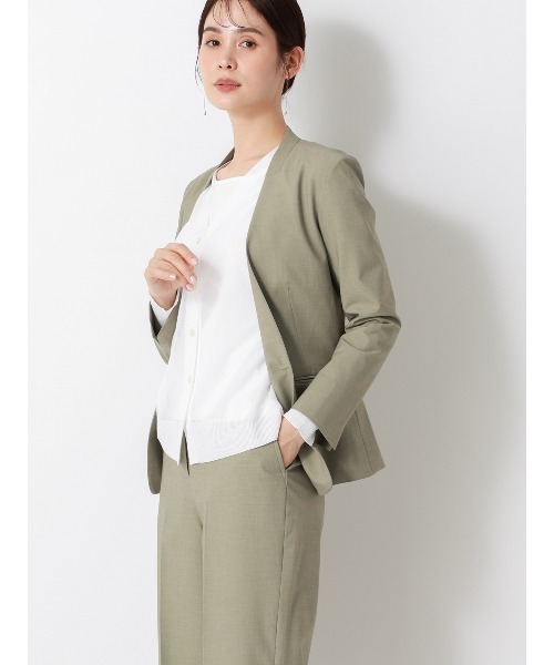SUIT SQUARE(スーツスクエア)の「CHANTOWA/シアー2WAYカーディガン/長袖/ウォッシャブル/接触冷感/無地(カーディガン/ボレロ・レディース・ホワイト/ベージュ/イエロー/ブラック・38)」の12枚目の写真