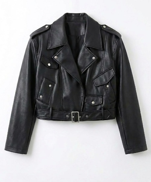 Otte(オッテ)の「PUレザーライダースショートジャケット(テーラードジャケット・メンズ・ブラック・X-LARGE/MEDIUM/LARGE)」の2枚目の写真