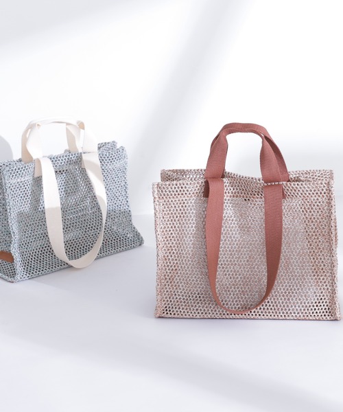NATURAL BEAUTY BASIC(ナチュラルビューティーベーシック)の「メランジPPスクエアトート(トートバッグ・レディース・ミント/キャメル・フリ-)」の2枚目の写真