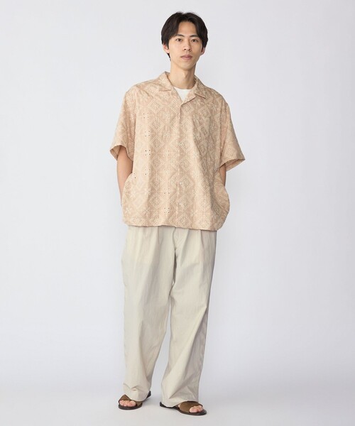 SHIPS(シップス)の「BENCH MARKING SHIRTS: エンブロイダリー オープンカラー シャツ(シャツ/ブラウス・メンズ・ベージュ/ネイビー/ライトグリーン・MEDIUM/LARGE/X-LARGE/SMALL)」の4枚目の写真