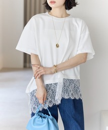 裾レース アシメTシャツ