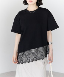 裾レース アシメTシャツ