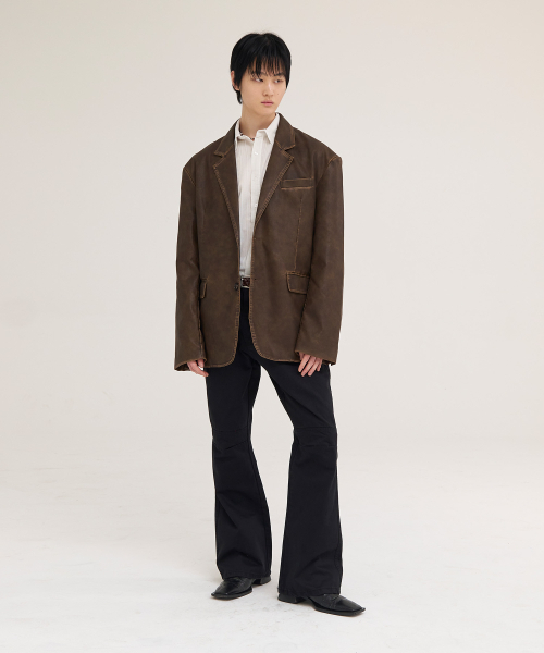 AKECII（アケシ）の「ラフパネルセギングフレアパンツ_フェードブラック（その他パンツ・メンズ・その他・MEDIUM/SMALL/LARGE）」の2枚目の写真