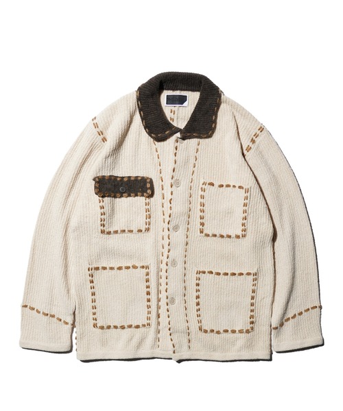 PHINGERIN(フィンガリン)の「PHINGERIN / フィンガリン PG1 SHORT COAT (PD-252-KN-031)(カーディガン/ボレロ・メンズ・ベージュ・MEDIUM/LARGE)」の4枚目の写真