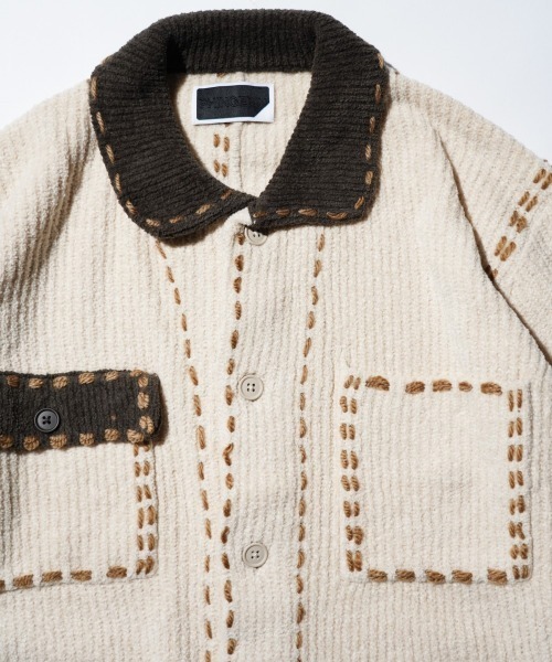PHINGERIN(フィンガリン)の「PHINGERIN / フィンガリン PG1 SHORT COAT (PD-252-KN-031)(カーディガン/ボレロ・メンズ・ベージュ・MEDIUM/LARGE)」の6枚目の写真