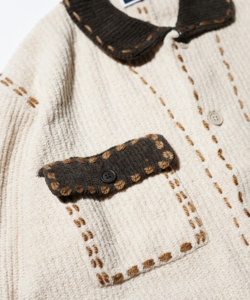 PHINGERIN(フィンガリン)の「PHINGERIN / フィンガリン PG1 SHORT COAT (PD-252-KN-031)(カーディガン/ボレロ・メンズ・ベージュ・MEDIUM/LARGE)」の7枚目の写真