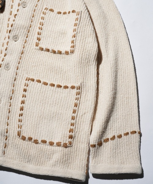 PHINGERIN(フィンガリン)の「PHINGERIN / フィンガリン PG1 SHORT COAT (PD-252-KN-031)(カーディガン/ボレロ・メンズ・ベージュ・MEDIUM/LARGE)」の9枚目の写真
