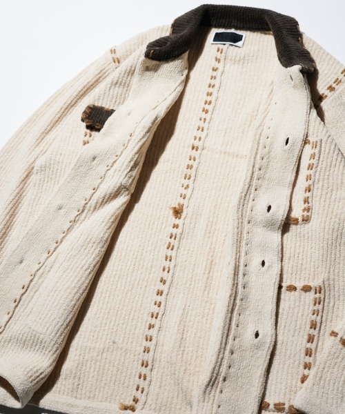 PHINGERIN(フィンガリン)の「PHINGERIN / フィンガリン PG1 SHORT COAT (PD-252-KN-031)(カーディガン/ボレロ・メンズ・ベージュ・MEDIUM/LARGE)」の11枚目の写真