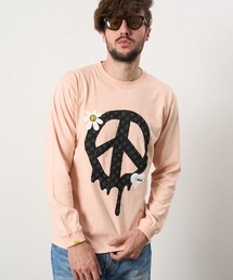 STUD MUFFIN（スタッドマフィン）の「mlt5686- 5.6ozコットン天竺 ドリップピースフォームプリント-パッチワーク LS Tシャツ(624-02900)（Tシャツ/カットソー）」