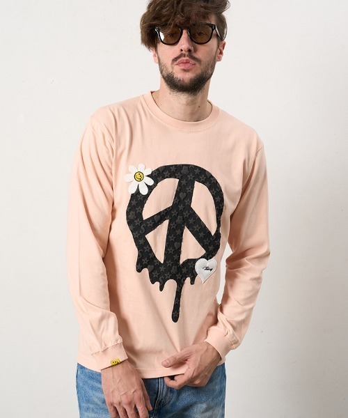 STUD MUFFIN(スタッドマフィン)の「mlt5686- 5.6ozコットン天竺 ドリップピースフォームプリント-パッチワーク LS Tシャツ(624-02900)(Tシャツ/カットソー・メンズ・ブラック/ピンク系その他/チャコールグレー/ホワイト・2/3/4)」の4枚目の写真