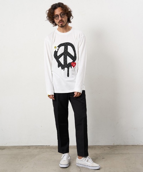 STUD MUFFIN(スタッドマフィン)の「mlt5686- 5.6ozコットン天竺 ドリップピースフォームプリント-パッチワーク LS Tシャツ(624-02900)(Tシャツ/カットソー・メンズ・ブラック/ピンク系その他/チャコールグレー/ホワイト・2/3/4)」の20枚目の写真
