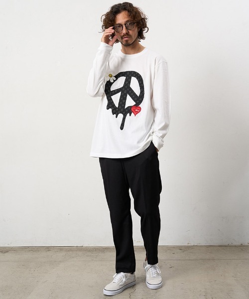 STUD MUFFIN(スタッドマフィン)の「mlt5686- 5.6ozコットン天竺 ドリップピースフォームプリント-パッチワーク LS Tシャツ(624-02900)(Tシャツ/カットソー・メンズ・ブラック/ピンク系その他/チャコールグレー/ホワイト・2/3/4)」の21枚目の写真
