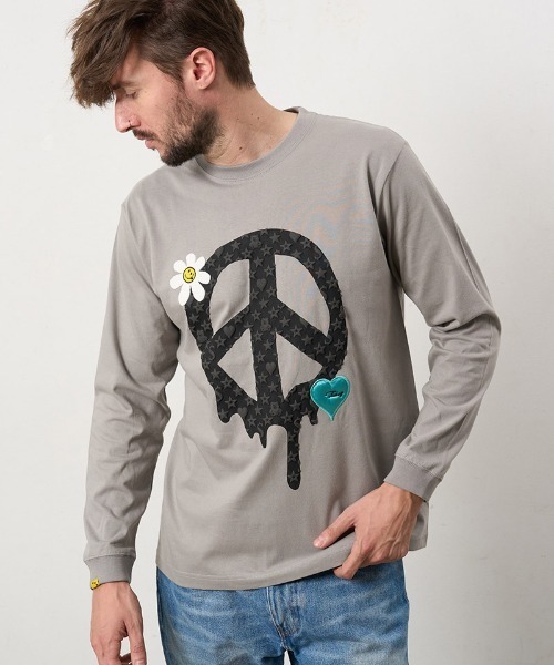 STUD MUFFIN(スタッドマフィン)の「mlt5686- 5.6ozコットン天竺 ドリップピースフォームプリント-パッチワーク LS Tシャツ(624-02900)(Tシャツ/カットソー・メンズ・ブラック/ピンク系その他/チャコールグレー/ホワイト・2/3/4)」の16枚目の写真