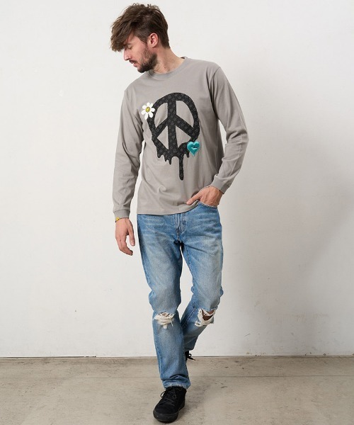 STUD MUFFIN(スタッドマフィン)の「mlt5686- 5.6ozコットン天竺 ドリップピースフォームプリント-パッチワーク LS Tシャツ(624-02900)(Tシャツ/カットソー・メンズ・ブラック/ピンク系その他/チャコールグレー/ホワイト・2/3/4)」の8枚目の写真