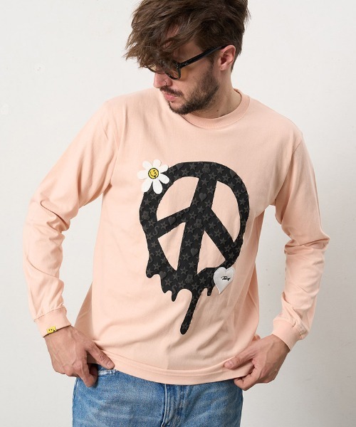 STUD MUFFIN(スタッドマフィン)の「mlt5686- 5.6ozコットン天竺 ドリップピースフォームプリント-パッチワーク LS Tシャツ(624-02900)(Tシャツ/カットソー・メンズ・ブラック/ピンク系その他/チャコールグレー/ホワイト・2/3/4)」の9枚目の写真