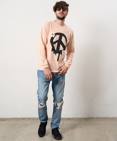 STUD MUFFIN(スタッドマフィン)の「mlt5686- 5.6ozコットン天竺 ドリップピースフォームプリント-パッチワーク LS Tシャツ(624-02900)(Tシャツ/カットソー・メンズ・ブラック/ピンク系その他/チャコールグレー/ホワイト・2/3/4)」の12枚目の写真