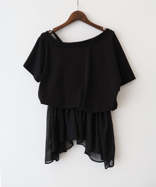 SpRay（スプレイ）の「ロゴオフショルドッキングトップス（Tシャツ/カットソー・レディース・ホワイト/ブラック・FREE）」の8枚目の写真