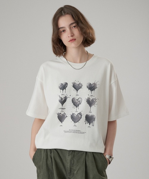 ONCILY(オンシェリー)の「MELTING HEART GRAPHIC T-SHIRT / メルティングハートグラフィックTシャツ(Tシャツ/カットソー・メンズ・ブラック/ホワイト系その他/イエロー/ネイビー/オフホワイト・SMALL/LARGE/MEDIUM)」の22枚目の写真